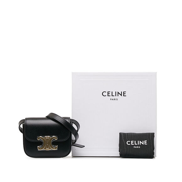 Auth Celine Mini Triomphe Black Calf #146749C15B - Picture 10 of 10